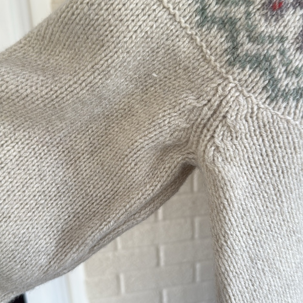 LL Bean Classic Heritage Fair Isle Cream Gray 100% Lambs Wool Women’s Sweater M - Picture 12 of 17